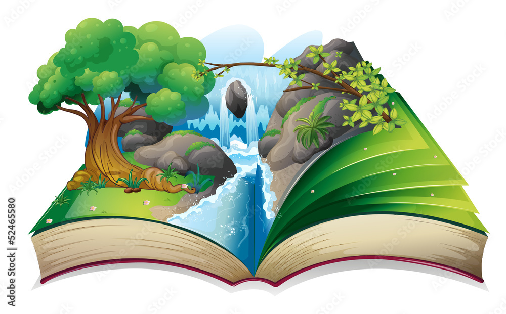 Aufkleber a book with an image of a forest