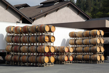 Oak barrels at the vineyard