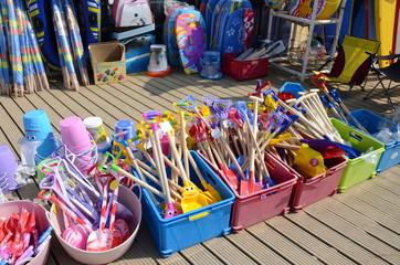 Toys for sale at a beach shop