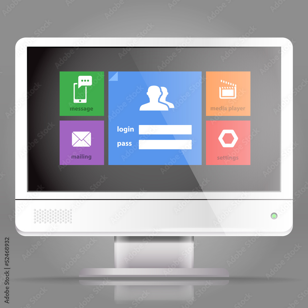 Poster Modern lcd monitor with tile interface