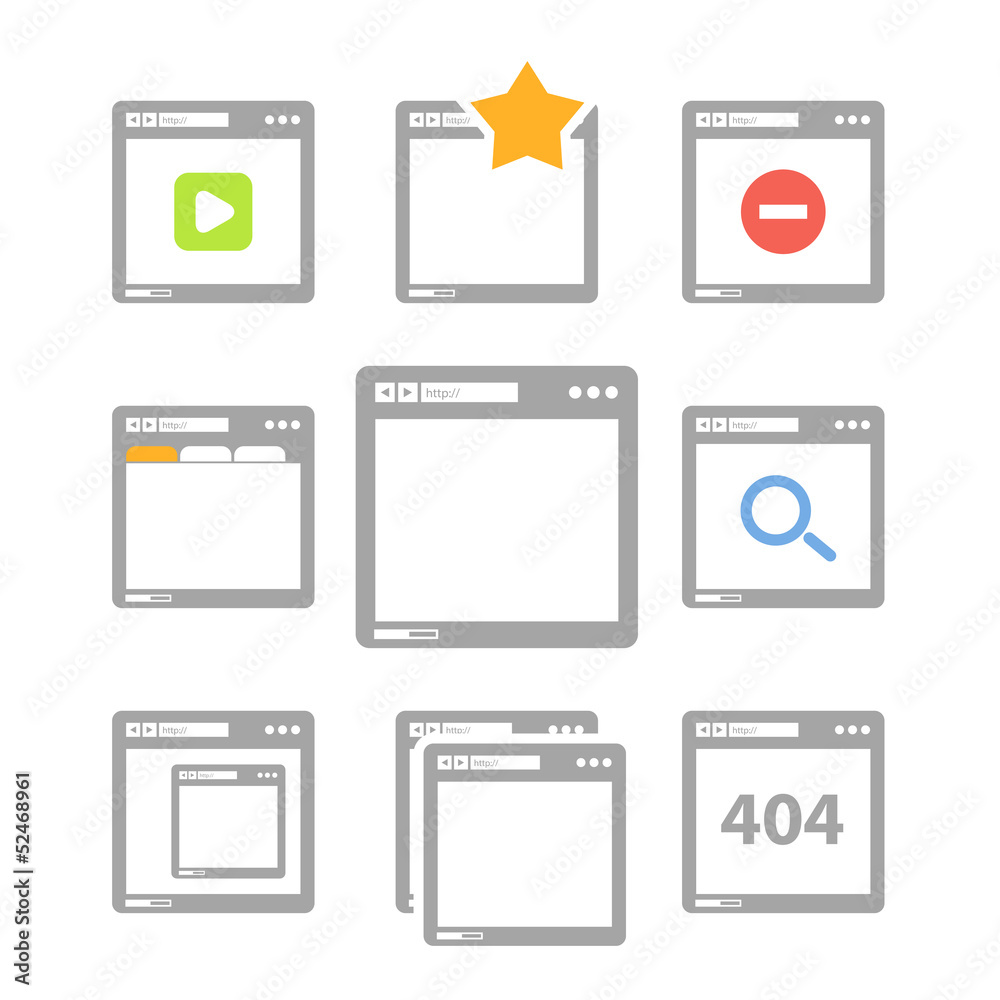 Poster web browser icons isolated on white
