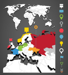 World map infographic template with icons set