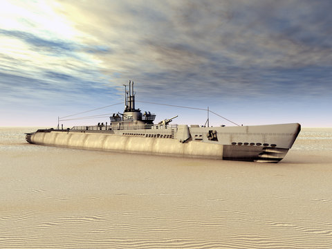 Submarine USS Trigger on Dry