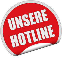 Sticker rot rund cu UNSERE HOTLINE
