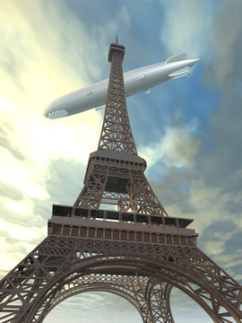 Eiffelturm mit Luftschiff