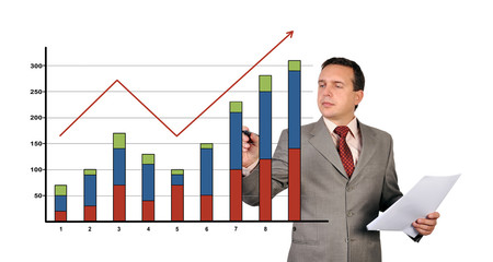 businessman drawing chart