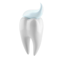 Tooth with  toothpaste