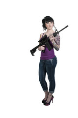 Woman with Assault Rifle