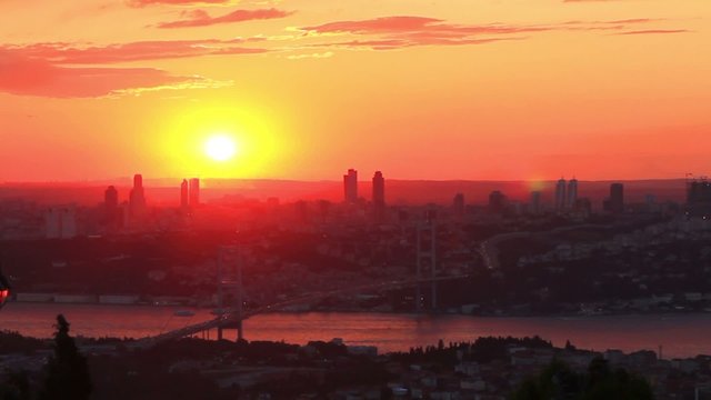 Istanbul City at Sunset. Timelapse