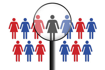 Magnifier growing woman