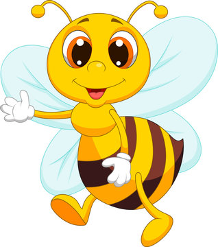 recommend clip art: Cute bee cartoon waving