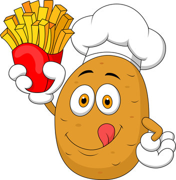 Potato Chef Holding Up A French Fries