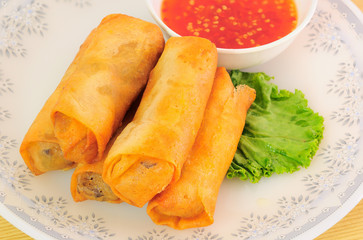 Fried Chinese Traditional Spring rolls food