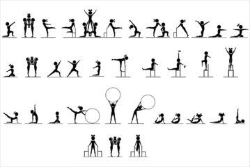 The set figures of humans in different poses