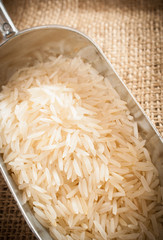 Close up of grains of basmati rice