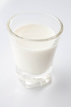 Mini glass of fresh low fat milk