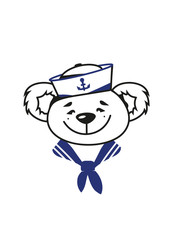 Bär mit Matrosenhut und Matrosen Halstuch