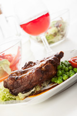 Pork spareribs on plate