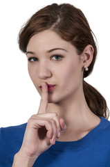 Naklejka premium Woman Saying Be Quiet