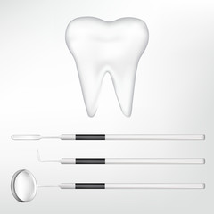 tooth with dental tools. eps10 vector illustration