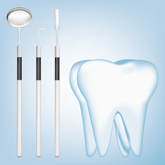 tooth with dental tools. eps10 vector illustration