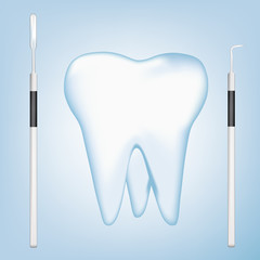 tooth with dental tools. eps10 vector illustration