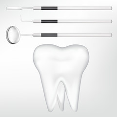 tooth with dental tools. eps10 vector illustration