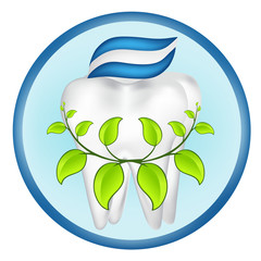 tooth with smile and leaves