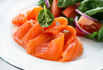 Salted salmon with fresh green salad