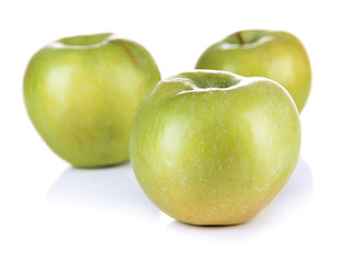 Juicy green apples, isolated on white