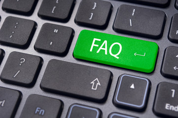 faq concepts, messages on keyboard enter key