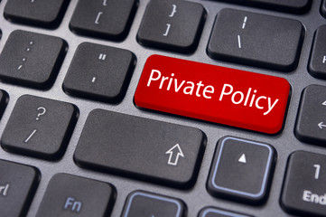 message on keyboard, website privacy policy concepts