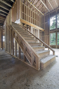 Wood Framing for House Staircase