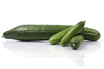 cucumbers on white background