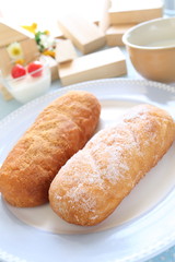 Japanese food, deep fried bread with sugar on top