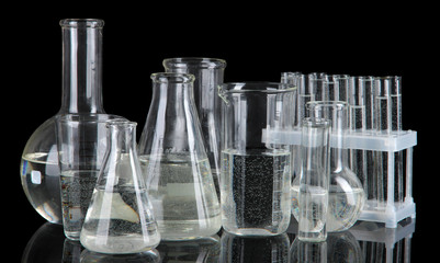 Test tubes on black background