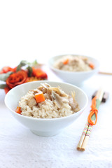 Japanese cuisine, mushroom and chicken rice