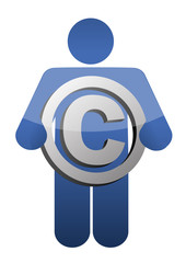 Guy Holding Copyright sign illustration