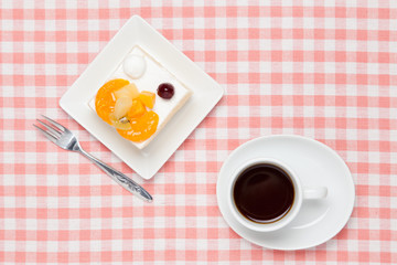 fruits cake and coffee