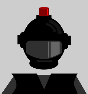 futuristc police with siren in helmet