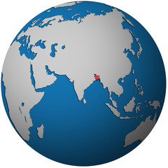 bangladesh on globe map