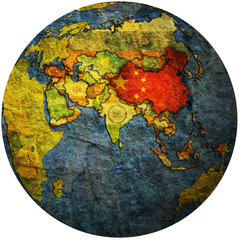 china on globe map