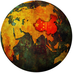 china on globe map