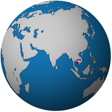 cambodia on globe map