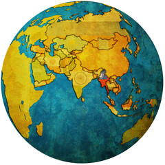 myanmar on globe map