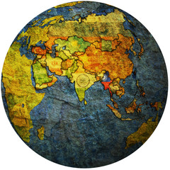 myanmar on globe map