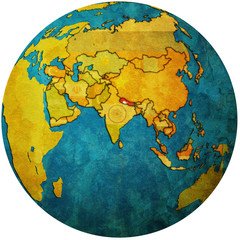 nepal on globe map