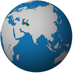 turkmenistan on globe map