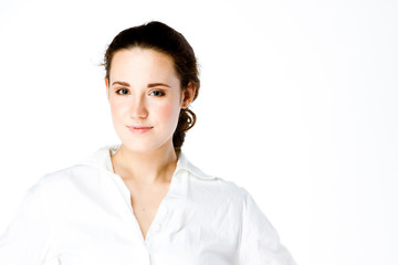 Fototapeta premium beautiful and young woman on an isolated white background