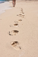 Footmarks on a sandy beach